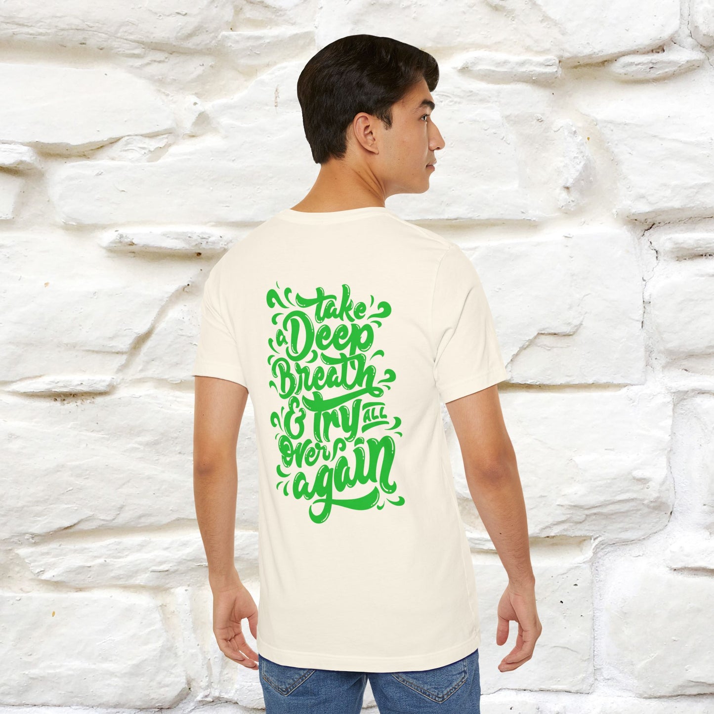 "Take a Deep Breath & Try All Over Again" Cat T-Shirt| Front & Back Design | Nunu&Miao Studio