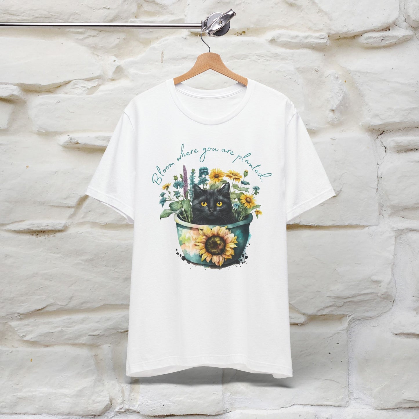 "Bloom Where You Are Planted" Cat T-Shirt for Men & Women | 100% Cotton* | Inspirational Tee