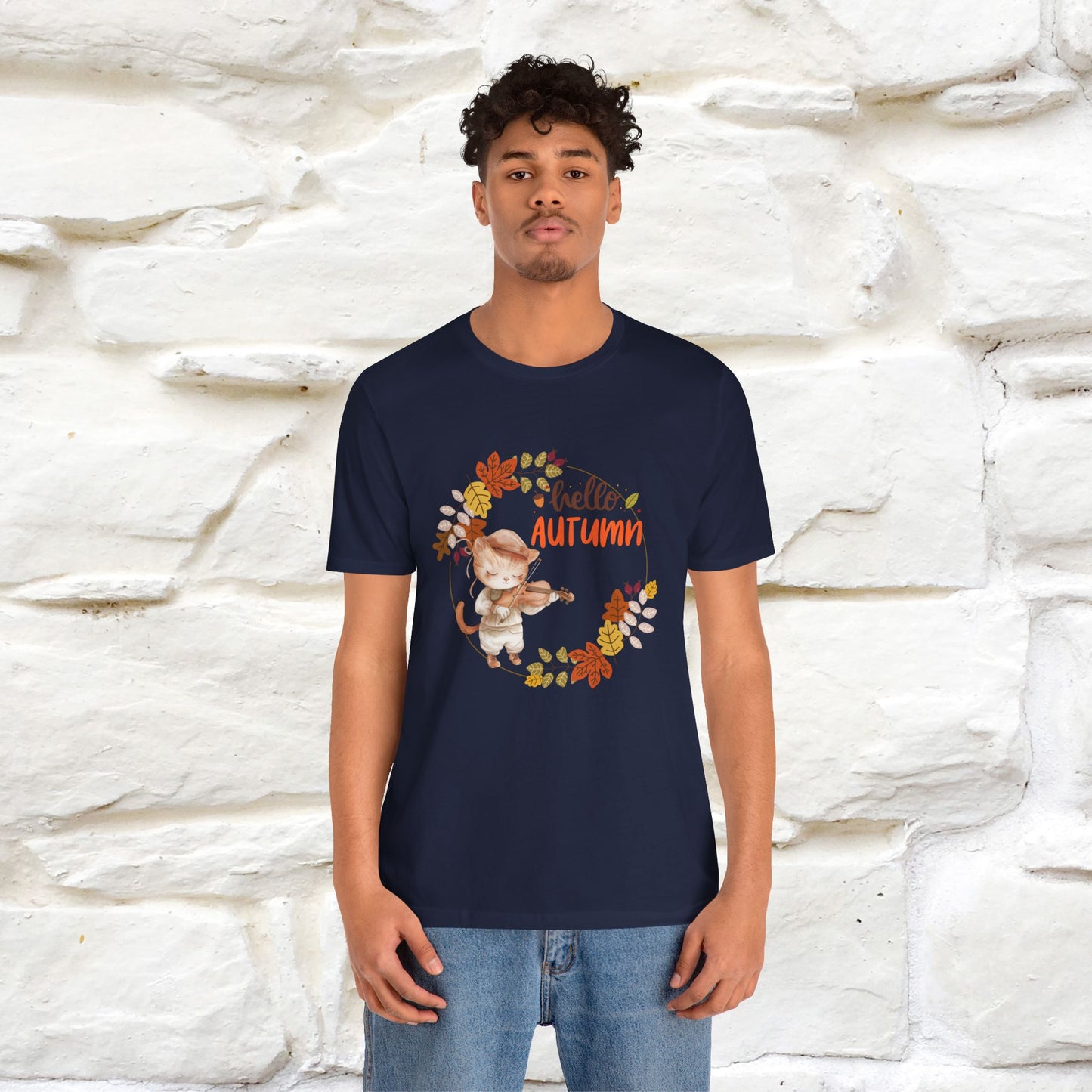 "Hello Autumn" Cat T-Shirt for Men & Women | 100% Cotton* | Cozy Fall Fashion - Nunu&Miao Studio