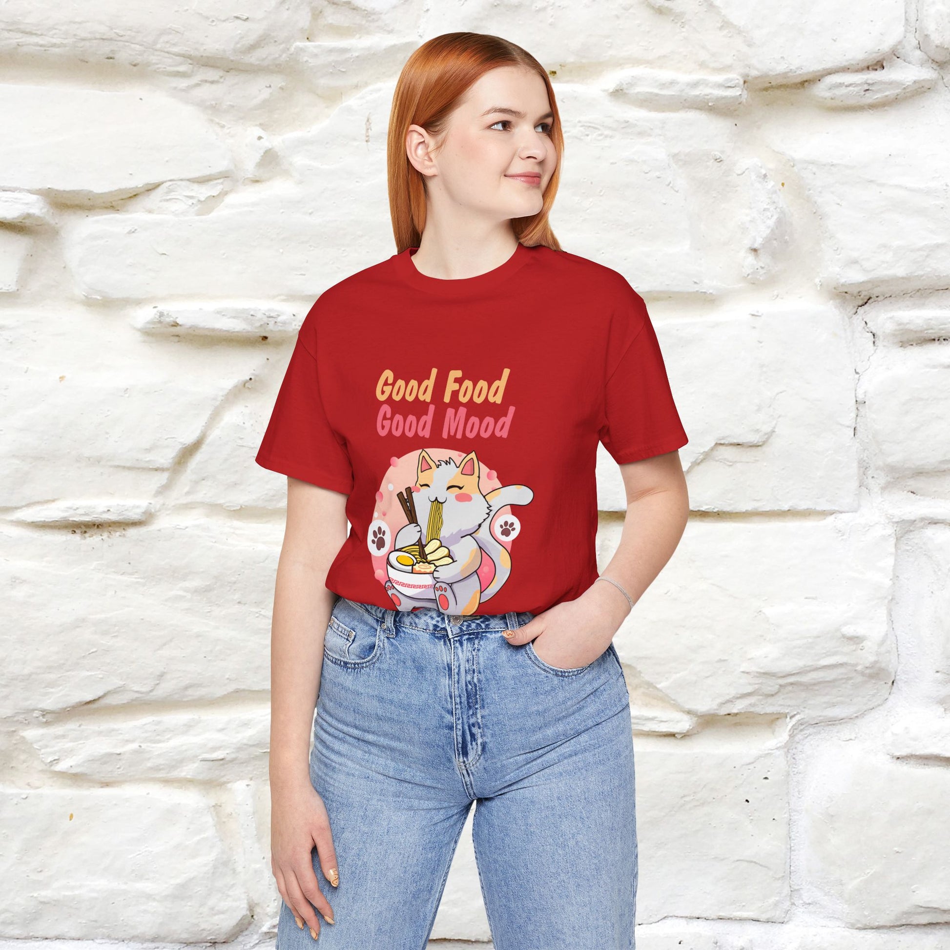 "Good Food Good Mood" Cat T-shirt for Men & Women | 100% Cotton* - Nunu&Miao Studio