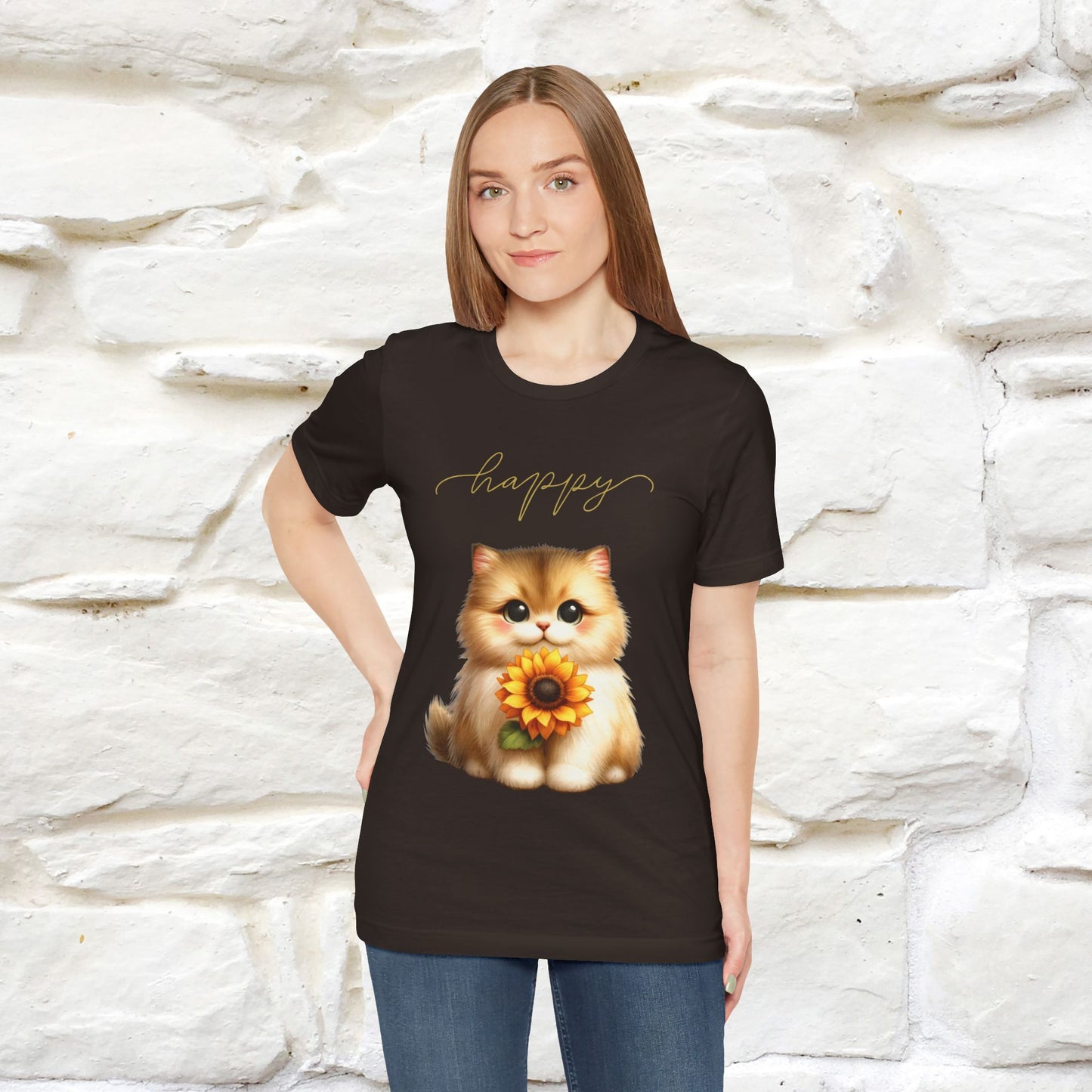 "Happy" Cat T-Shirt for Women | 100% Cotton* 🐾 - Nunu&Miao Studio
