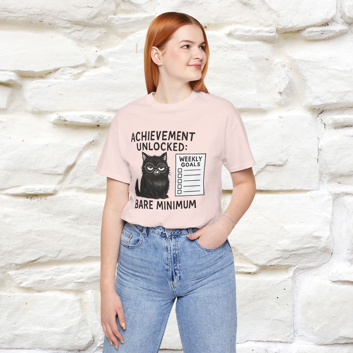 "Achievement Unlocked Bare Minimum." |Cat T-Shirt | Nunu&Miao Studio