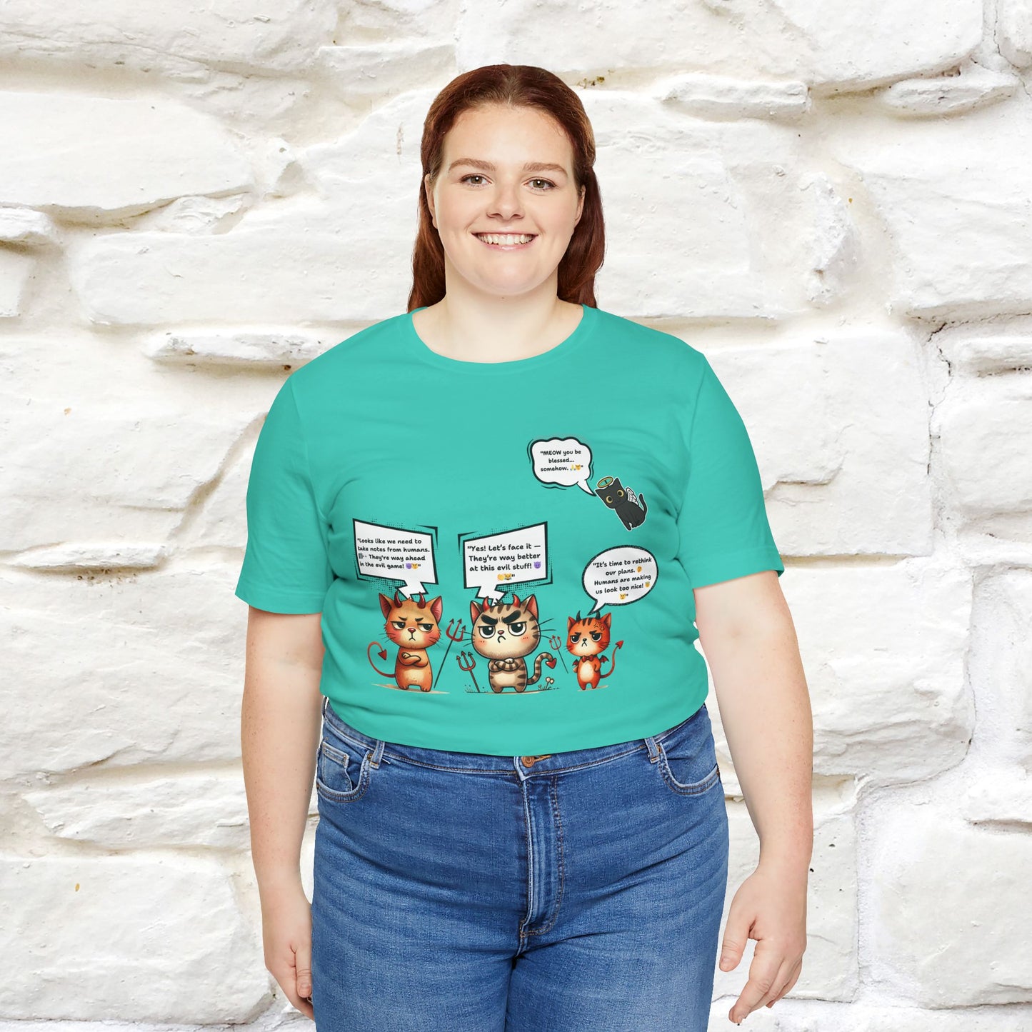 "Humans Are Way Ahead In The Evil Game! 😈😼" Cat T-shirt |Nunu&Miao Studio