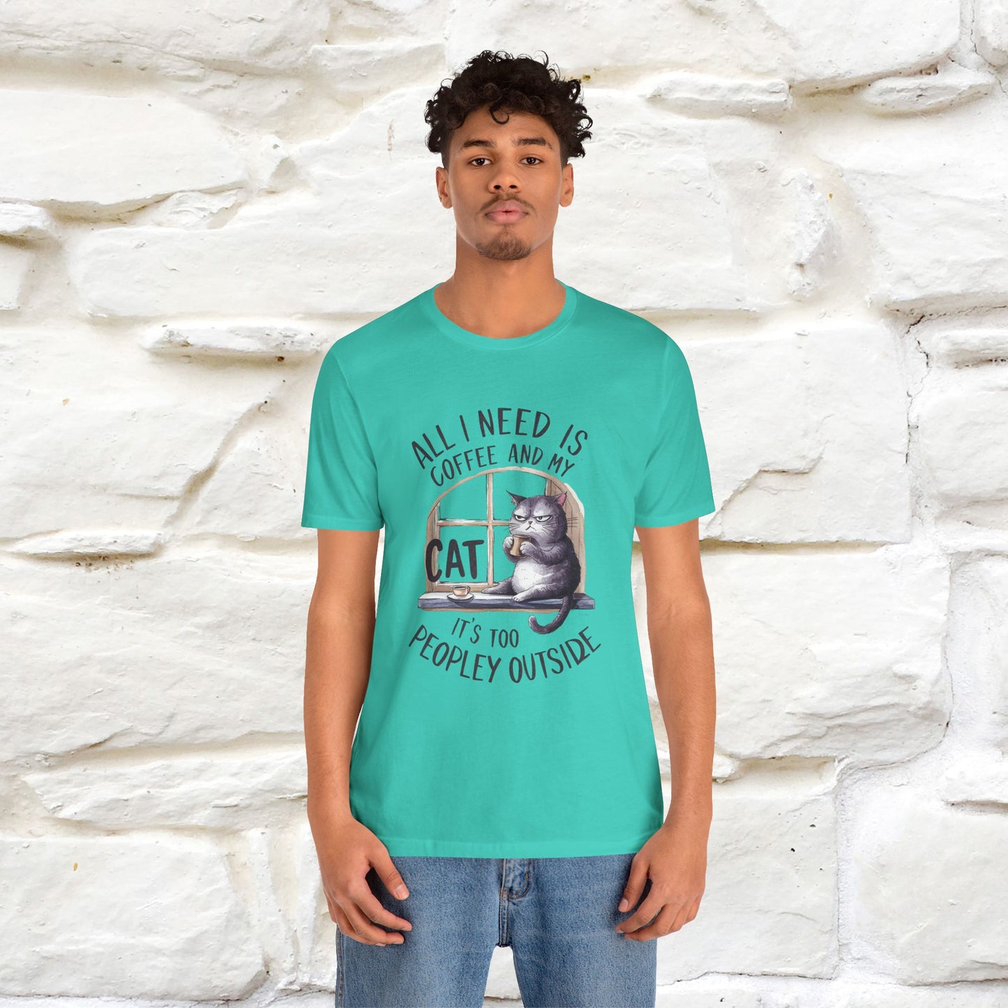 ''All I Need Is Coffee and My Cat, It's Too Peopley Outside''| Cat T-Shirt | Nunu&Miao Studio