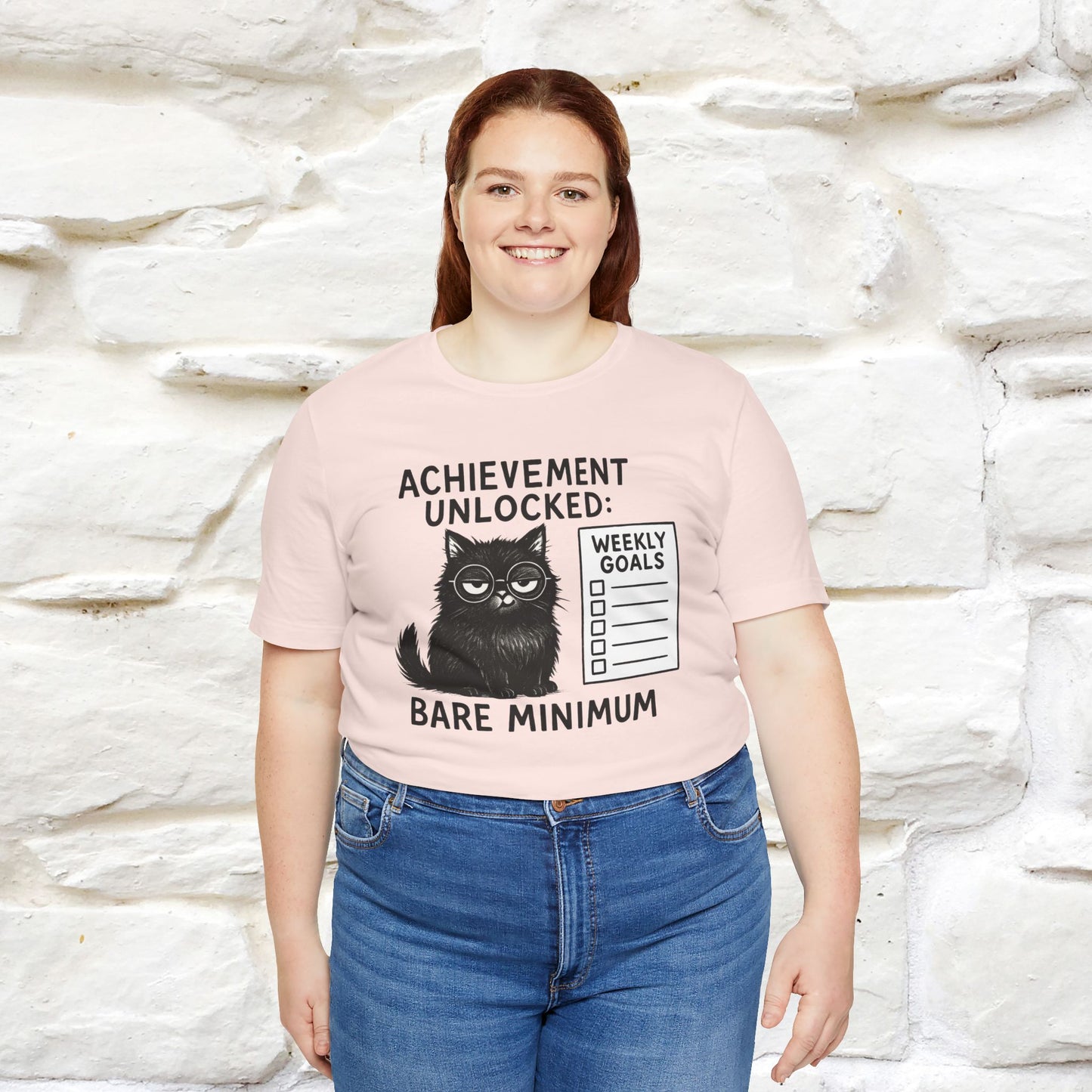 "Achievement Unlocked Bare Minimum." |Cat T-Shirt | Nunu&Miao Studio