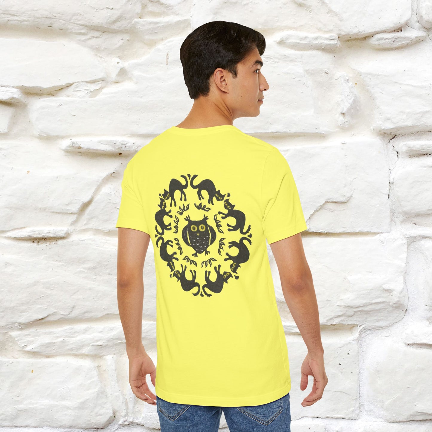 ''Black Cat Circle'' Cat T-Shirt Front and Back Design | Nunu&Miao Studio