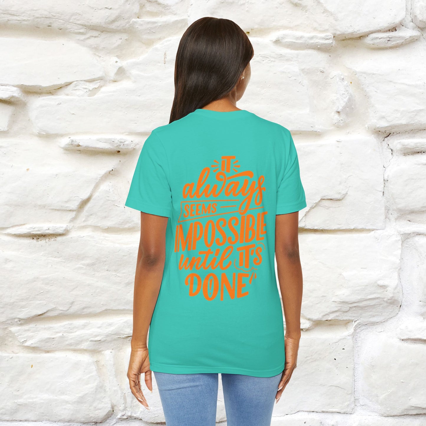 "It Always Seems Impossible Until It’s Done" Cat T-Shirt| Front & Back Design | Nunu&Miao Studio
