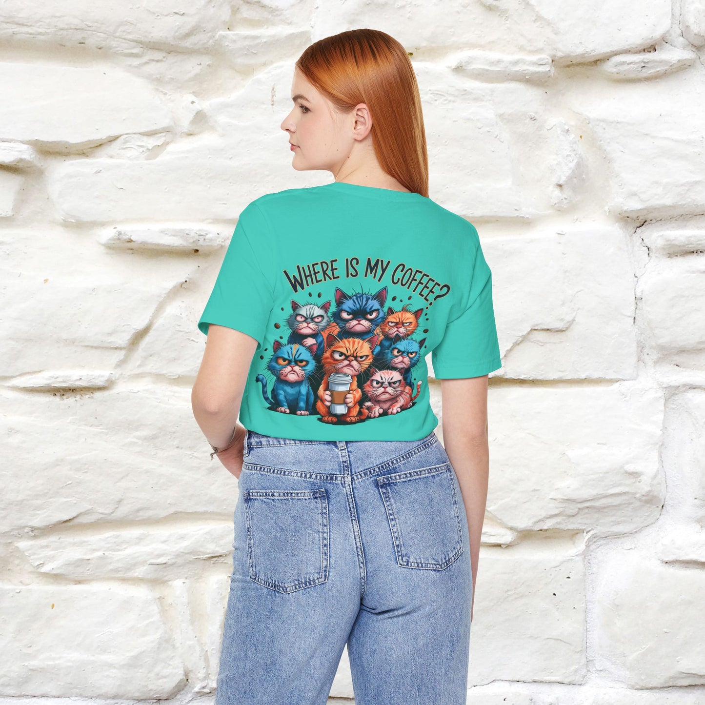 "Where Is My Coffe?" Cat T-Shirt | Front & Back Design | Nunu&Miao Studio
