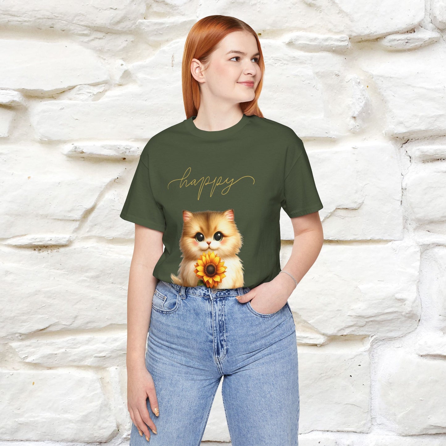 "Happy" Cat T-Shirt for Women | 100% Cotton* 🐾 - Nunu&Miao Studio