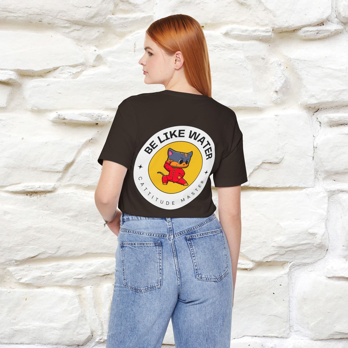 "Be Like Water: Cattitude Master Cat" T-Shirt for Men & Women | 100% Cotton* Martial Arts Tee - Nunu&Miao Studio