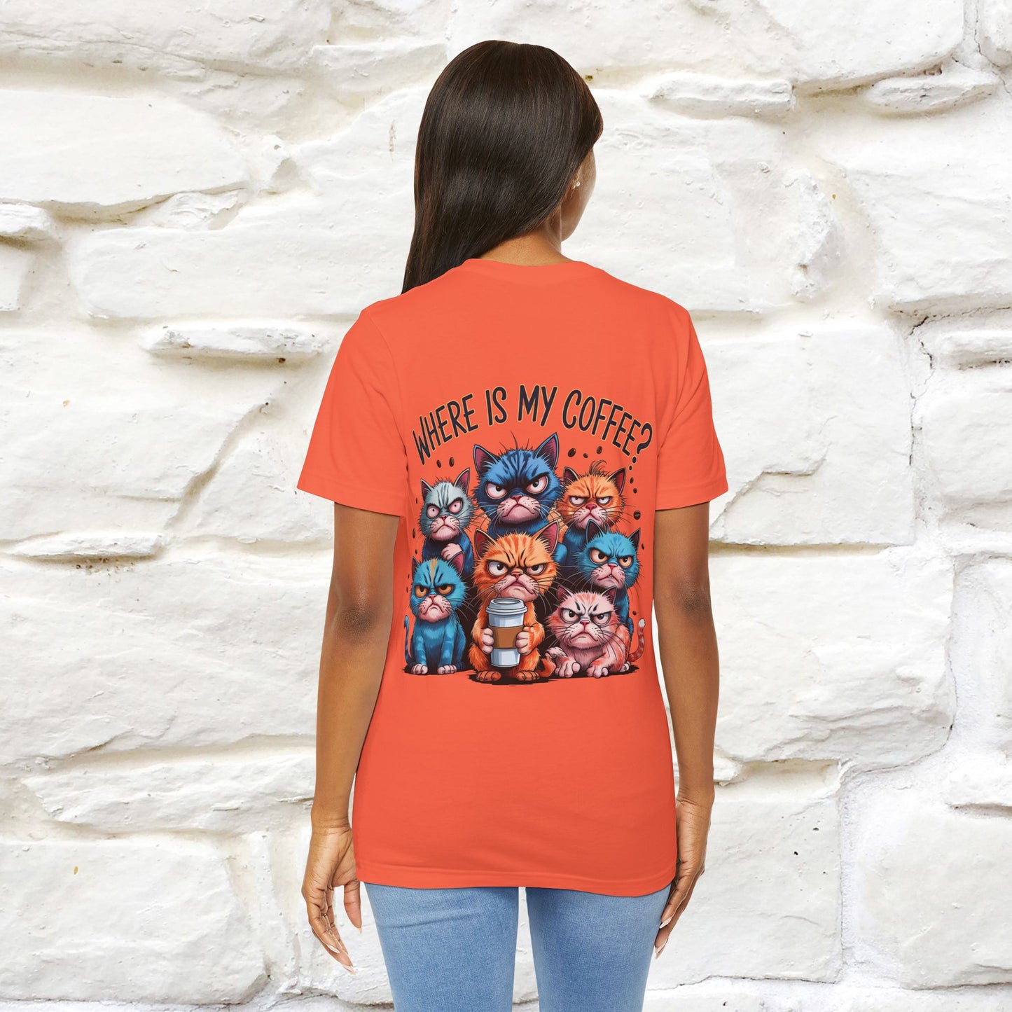 "Where Is My Coffe?" Cat T-Shirt | Front & Back Design | Nunu&Miao Studio