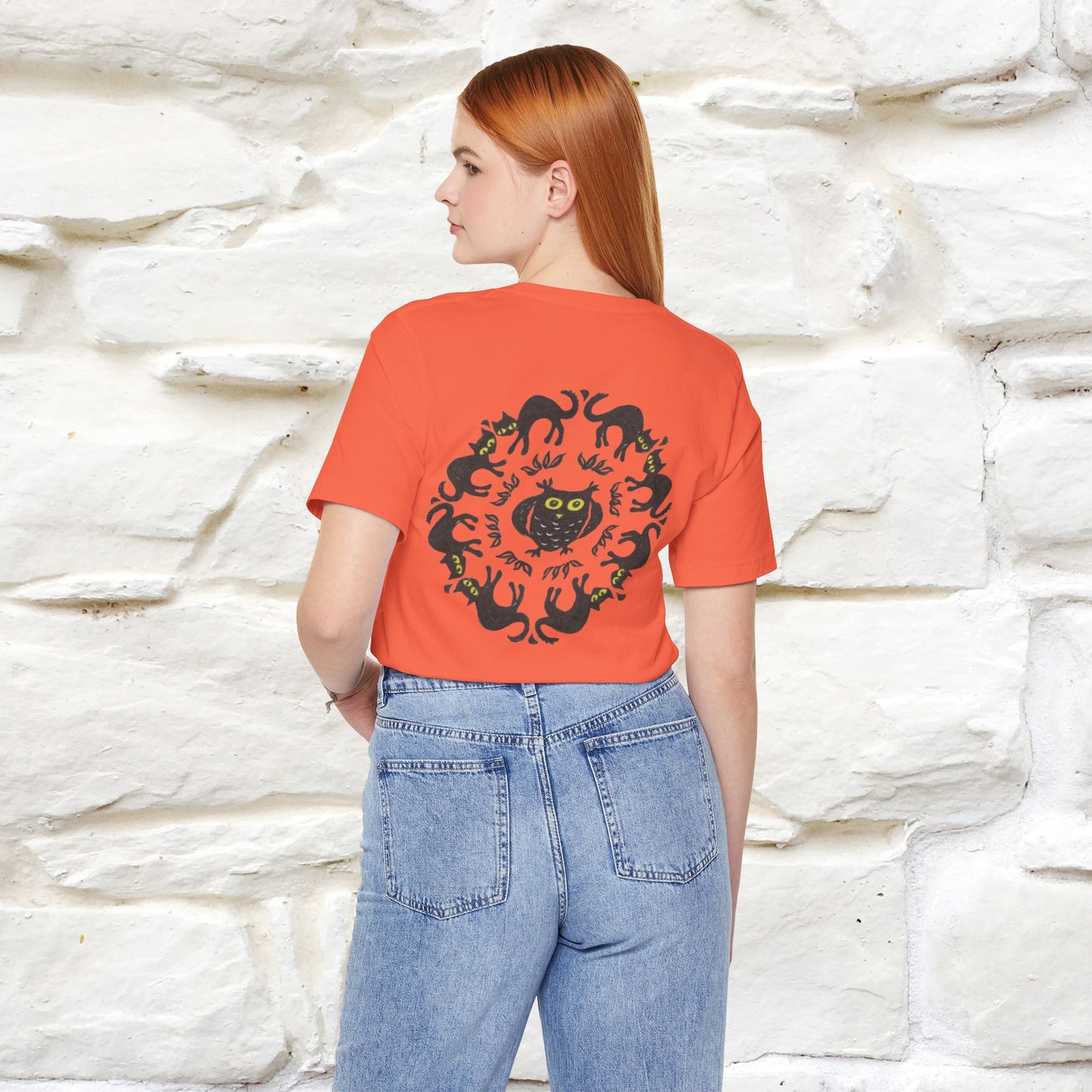 ''Black Cat Circle'' Cat T-Shirt Front and Back Design | Nunu&Miao Studio