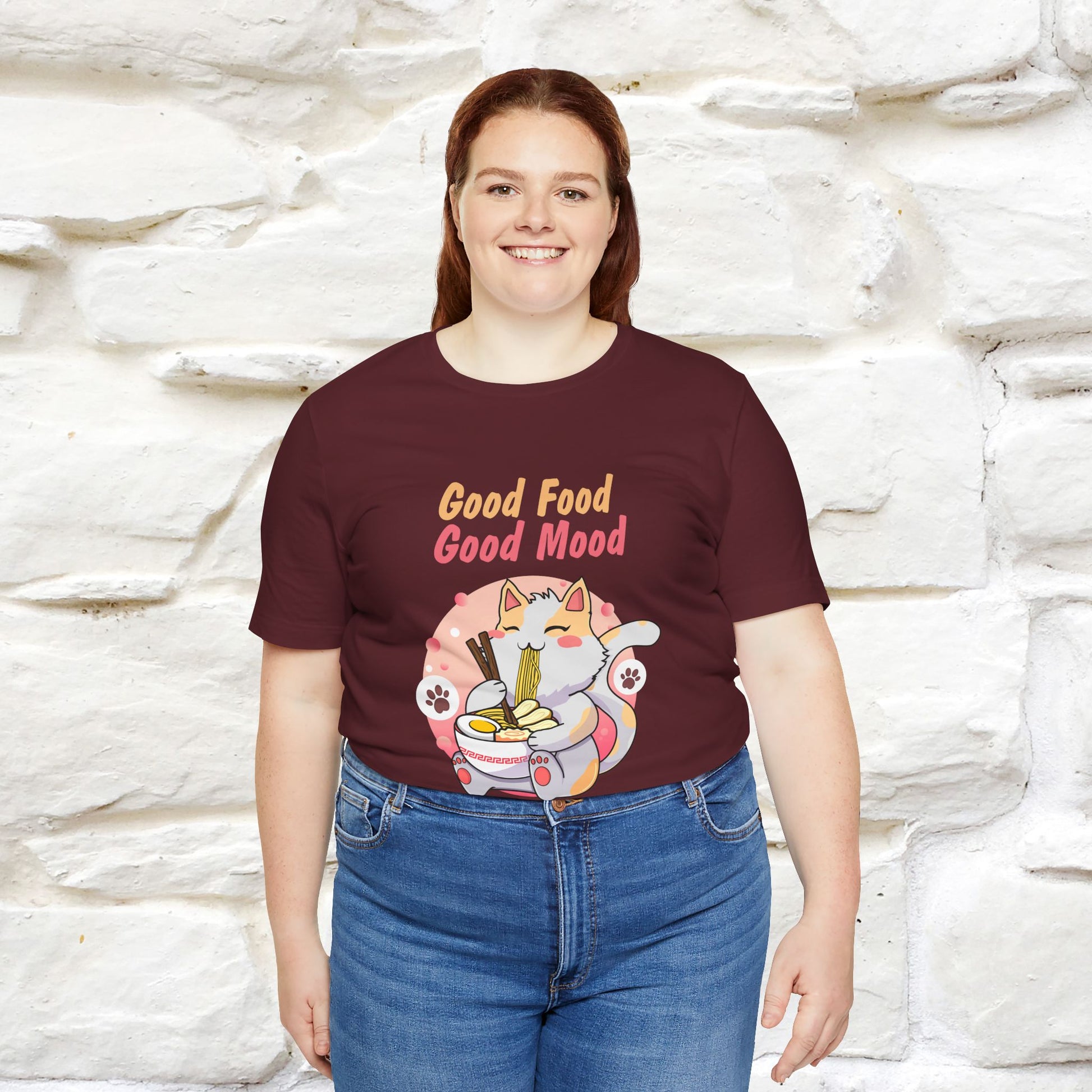 "Good Food Good Mood" Cat T-shirt for Men & Women | 100% Cotton* - Nunu&Miao Studio
