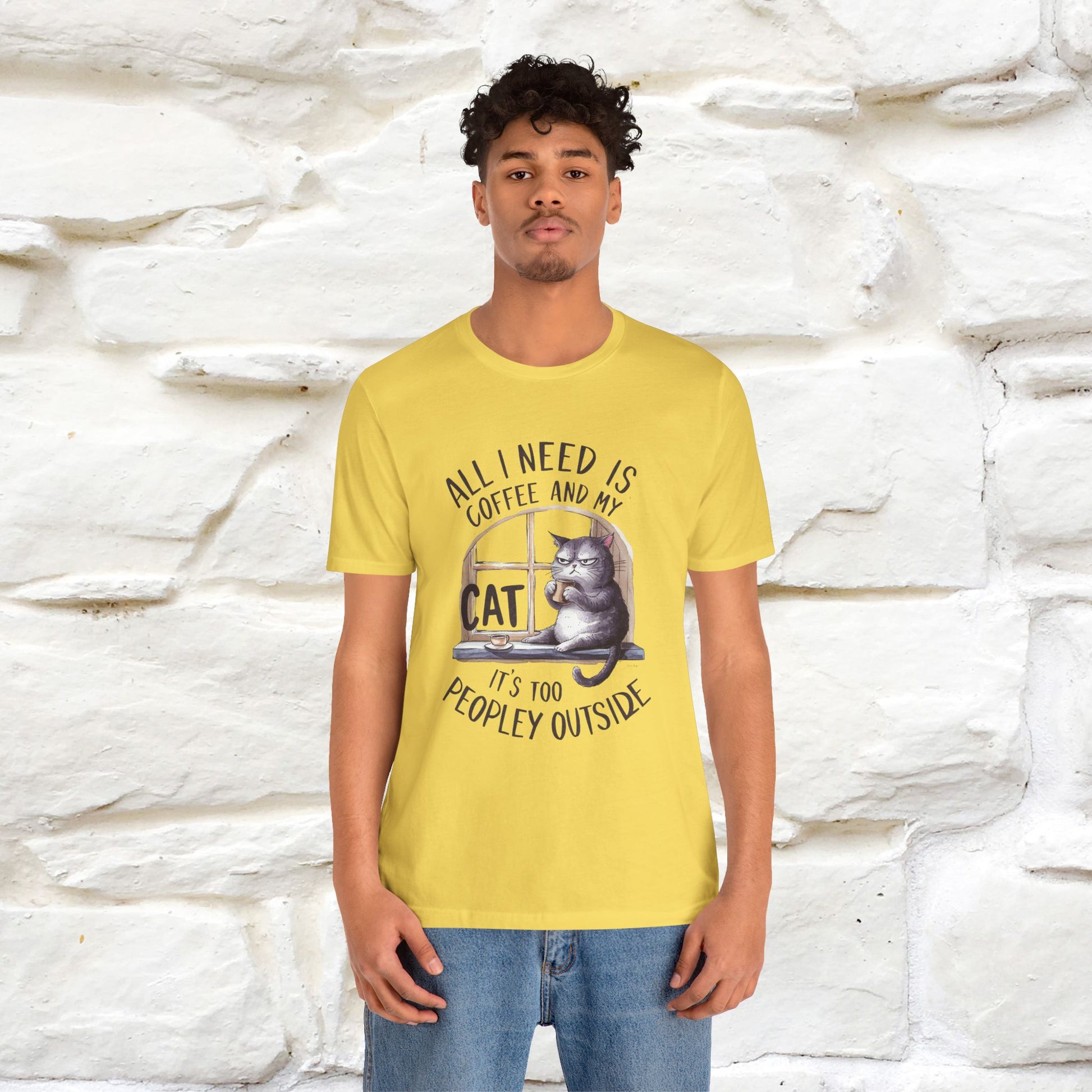 ''All I Need Is Coffee and My Cat, It's Too Peopley Outside''| Cat T-Shirt | Nunu&Miao Studio - Nunu&Miao Studio