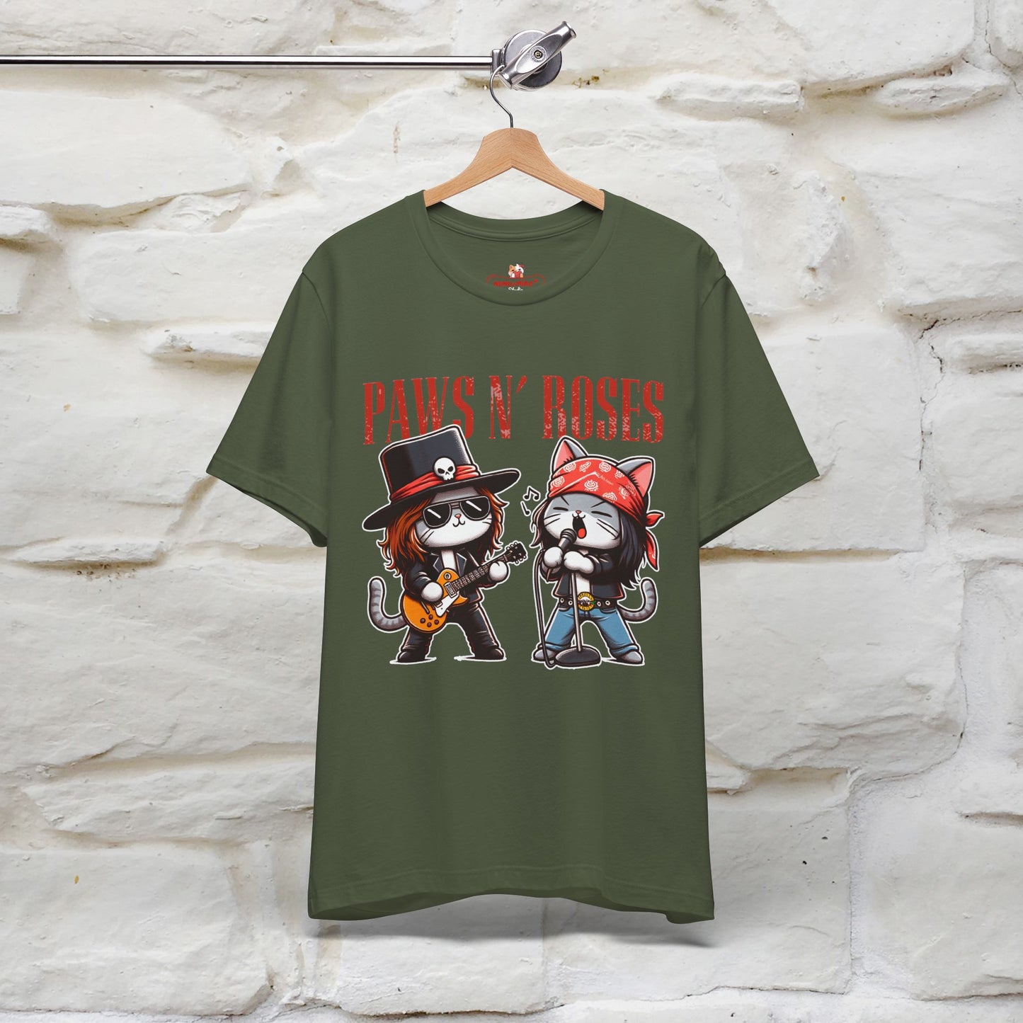 Paws N' Roses T-Shirt | Rock-Inspired Cat Lover Tee for Men & Women | 100% Cotton*