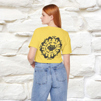 ''Black Cat Circle'' Cat T-Shirt Front and Back Design | Nunu&Miao Studio
