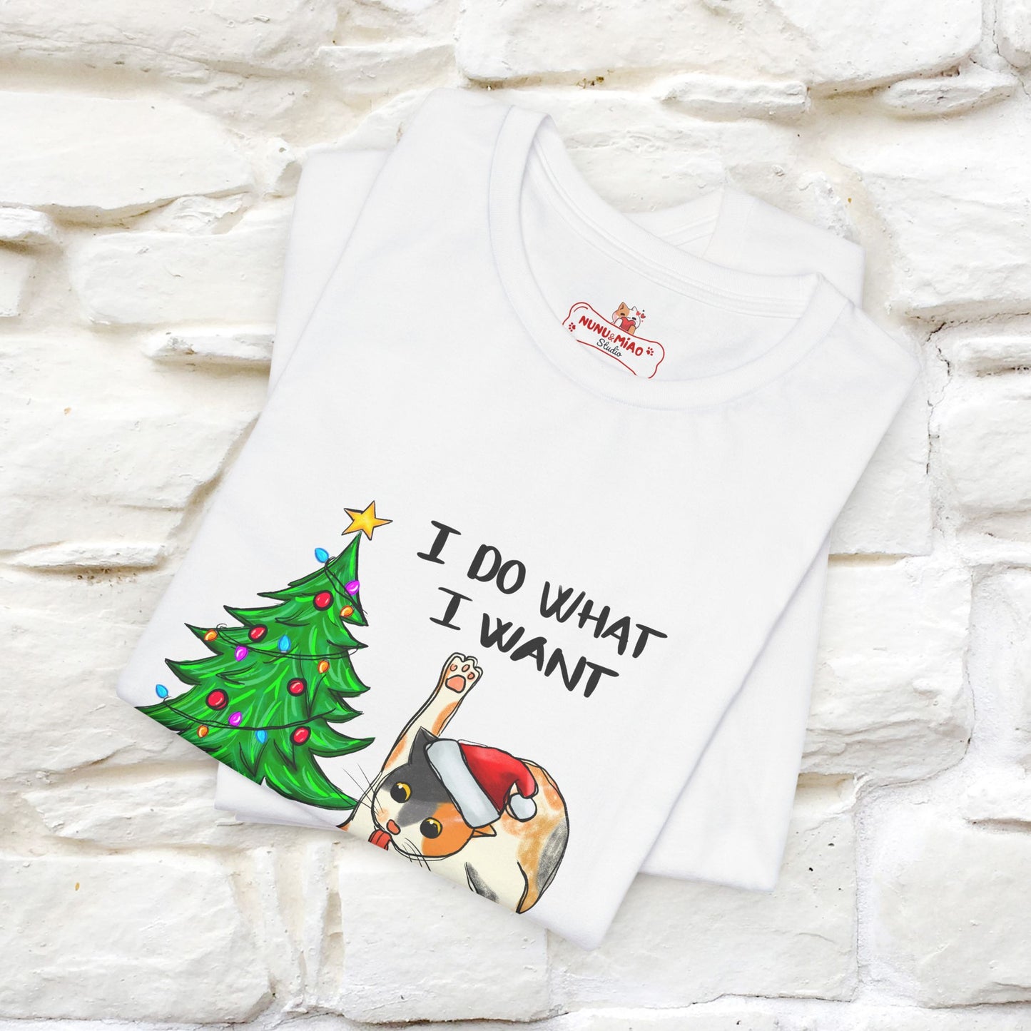 I Do What I want Funny T-Shirt | Festive Cat Christmas Shirt for Men & Women | 100% Cotton*