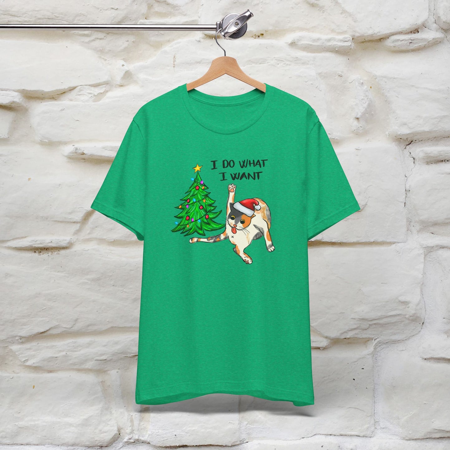 I Do What I want Funny T-Shirt | Festive Cat Christmas Shirt for Men & Women | 100% Cotton*