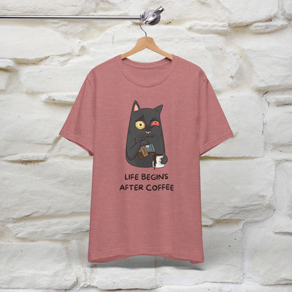 ''Life Begings After Coffe''  Cat T-shirt for Men and Women  100% Cotton*