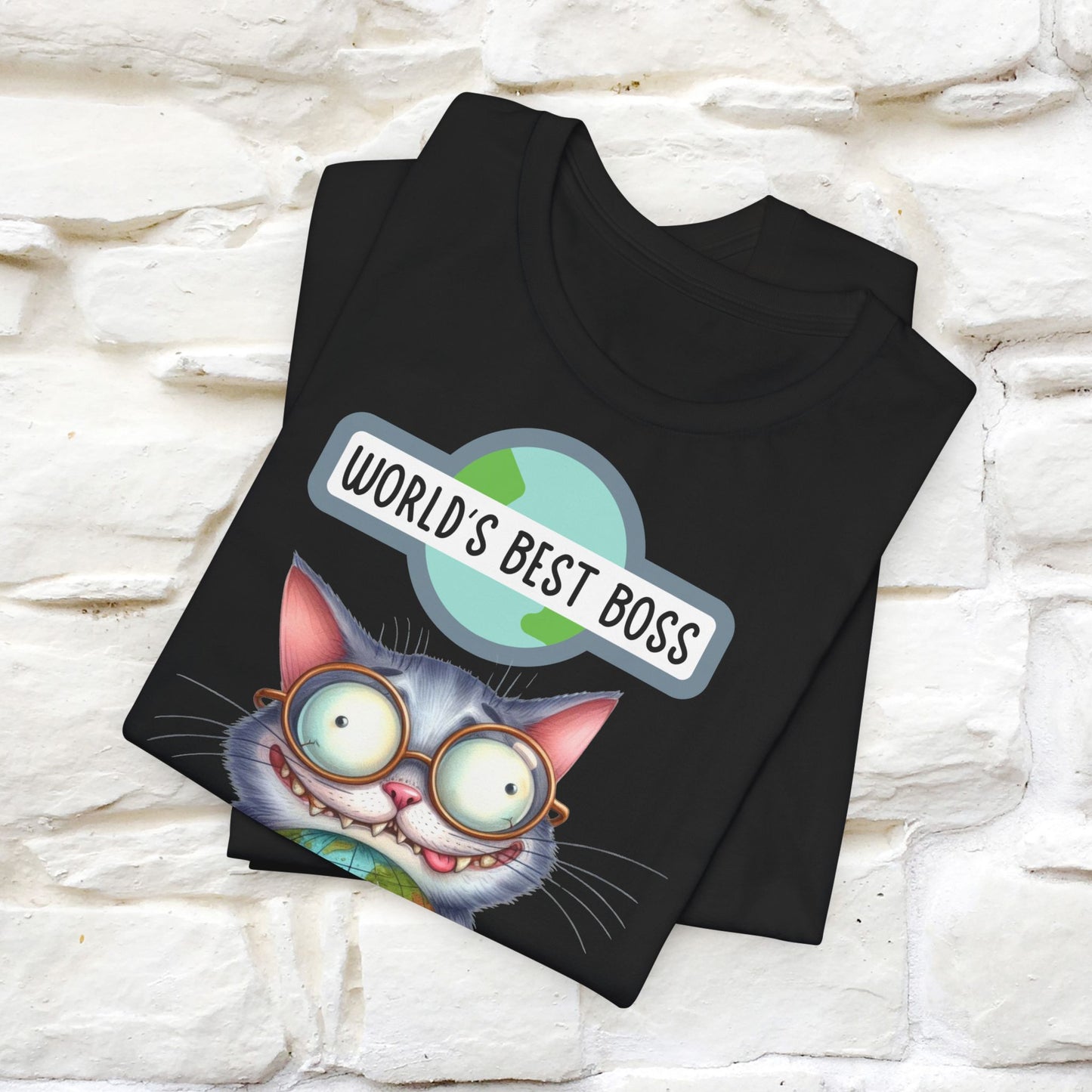 "World's Best Boss" Cat T-shirt for Men & Women | 100% Cotton 🐾 | Funny Cat Lover Tee