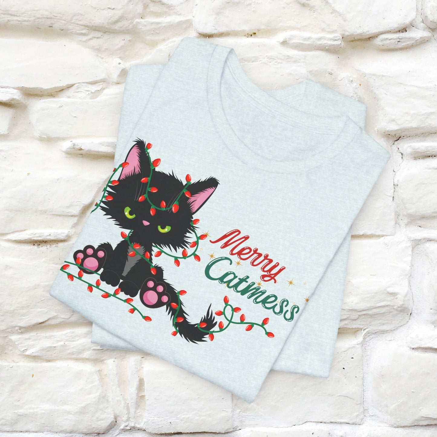 Merry Catmess Cat T-Shirt | Funny Christmas Cat Shirt for Men & Women | 100% Cotton