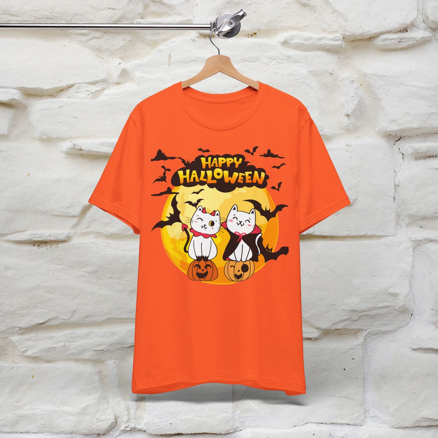 ''Happy Halloween Cat Couple'' Unisex Cat T-shirt 100% Cotton*