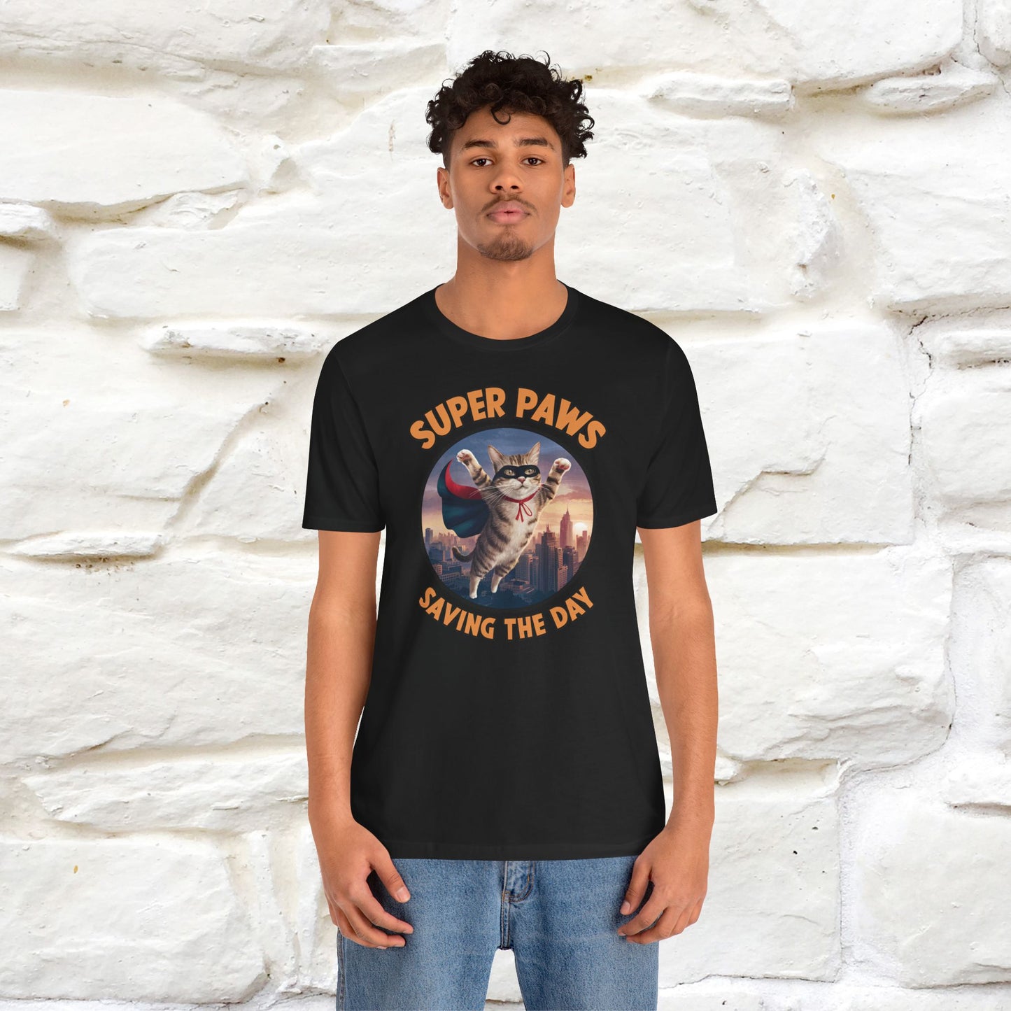 "Super Paws Saving The Day" Cat T-Shirt for Men & Women | 100% Cotton*