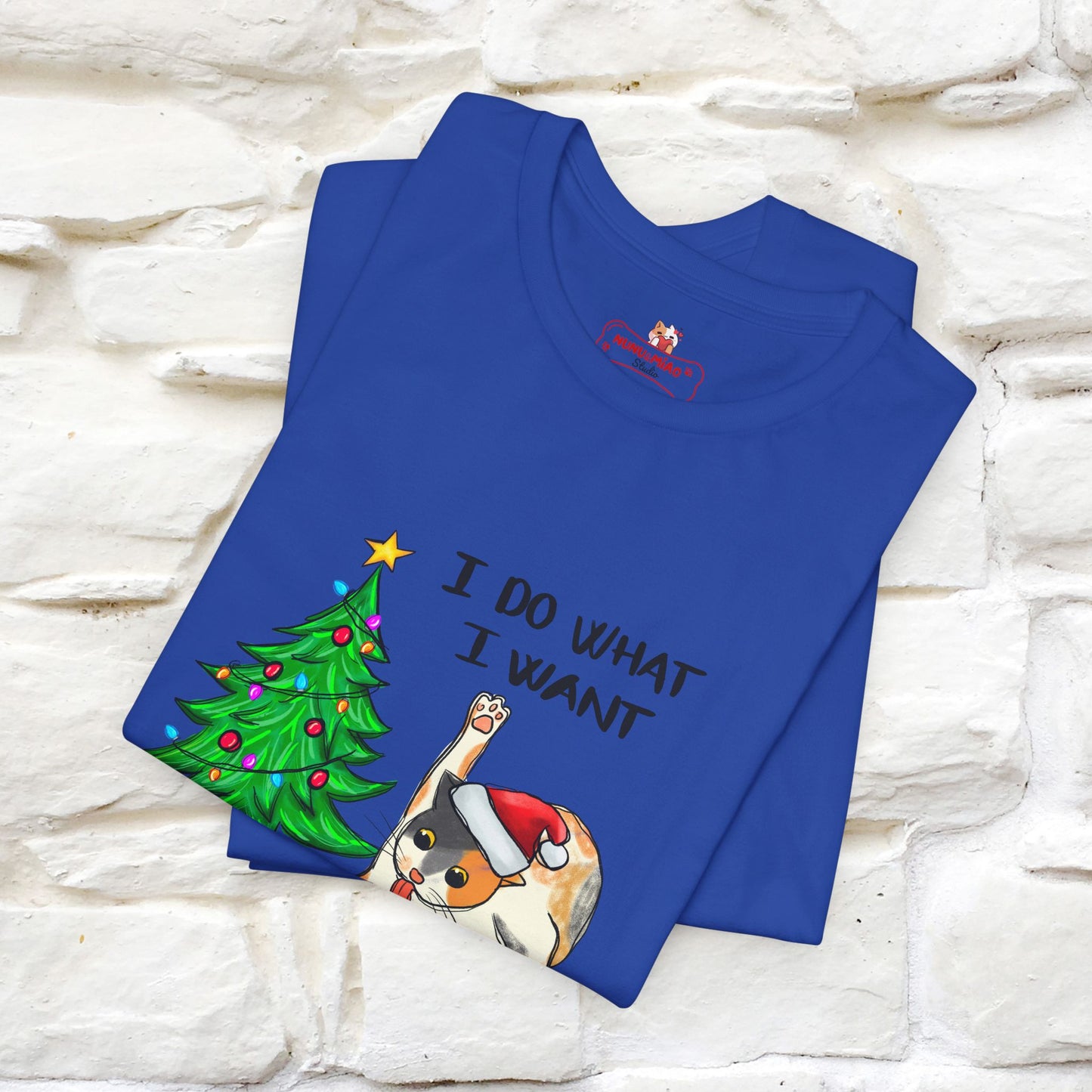 I Do What I want Funny T-Shirt | Festive Cat Christmas Shirt for Men & Women | 100% Cotton*