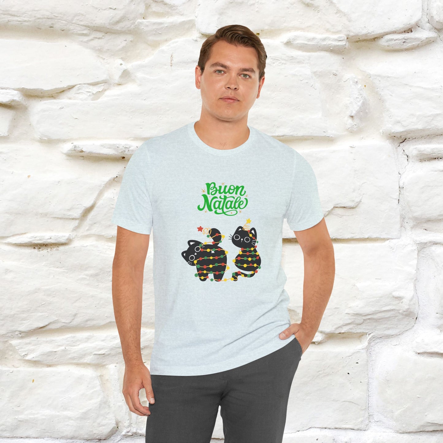 "Buon Natale" Cat T-shirt for Men & Women | 100% Cotton* | Festive Cat Lover Tee