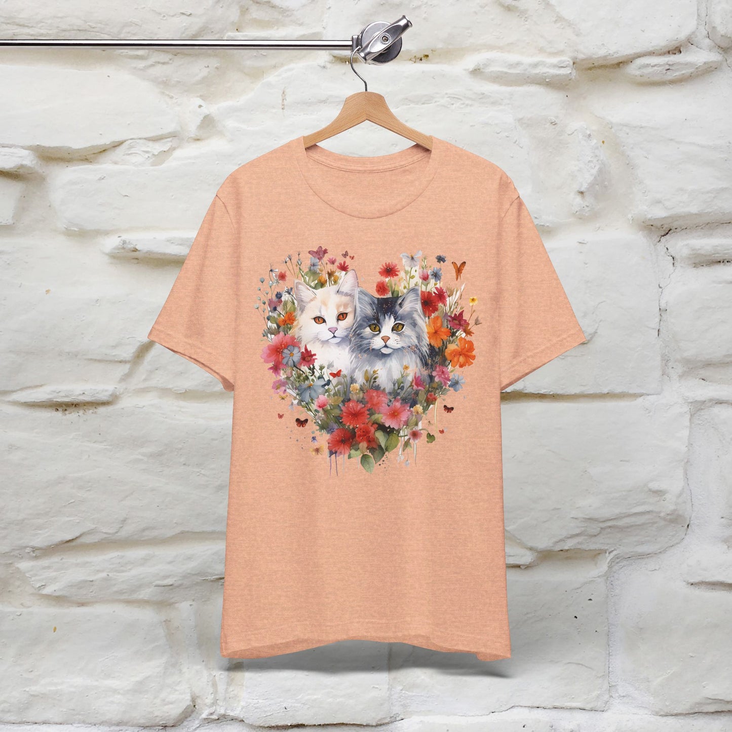 ''Heart Of Flower'' Cat T-shirt for Women 100% Cotton* - Nunu&Miao Studio