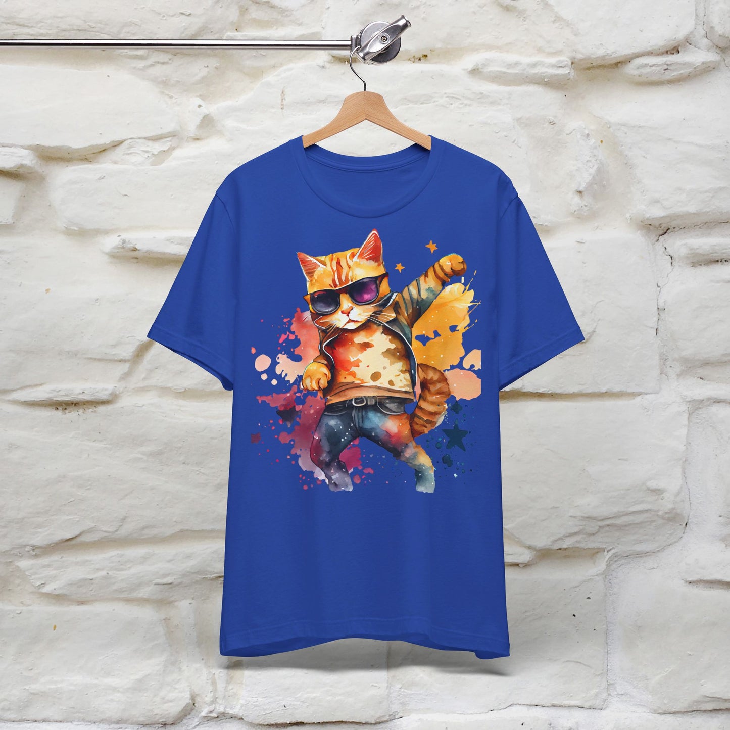 ''Cool Rainbow Cat'' T-shirt for Man 100% Cotton. - Nunu&Miao Studio