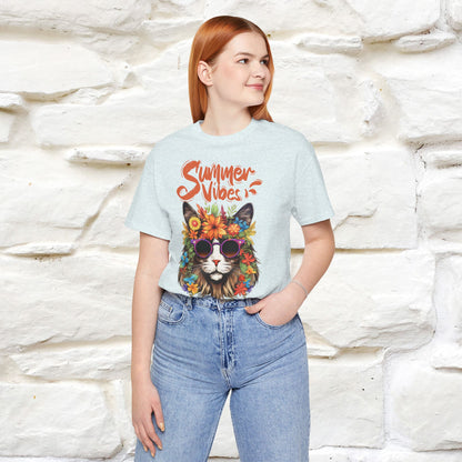 ''Summer Vibes'' Cat T-shirt for Women 100% Cotton* - Nunu&Miao Studio