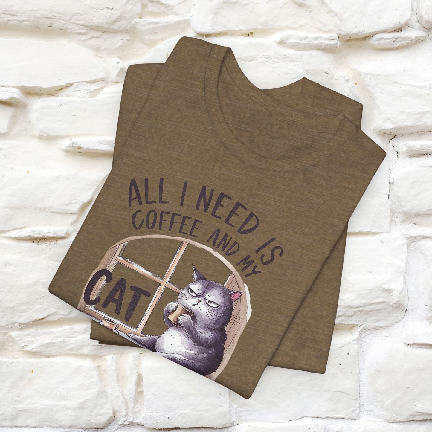 All I Need Is Coffee and My Cat, It's Too Peopley Outside T-Shirt | Funny Cat Shirt for Men & Women | 100% Cotton*