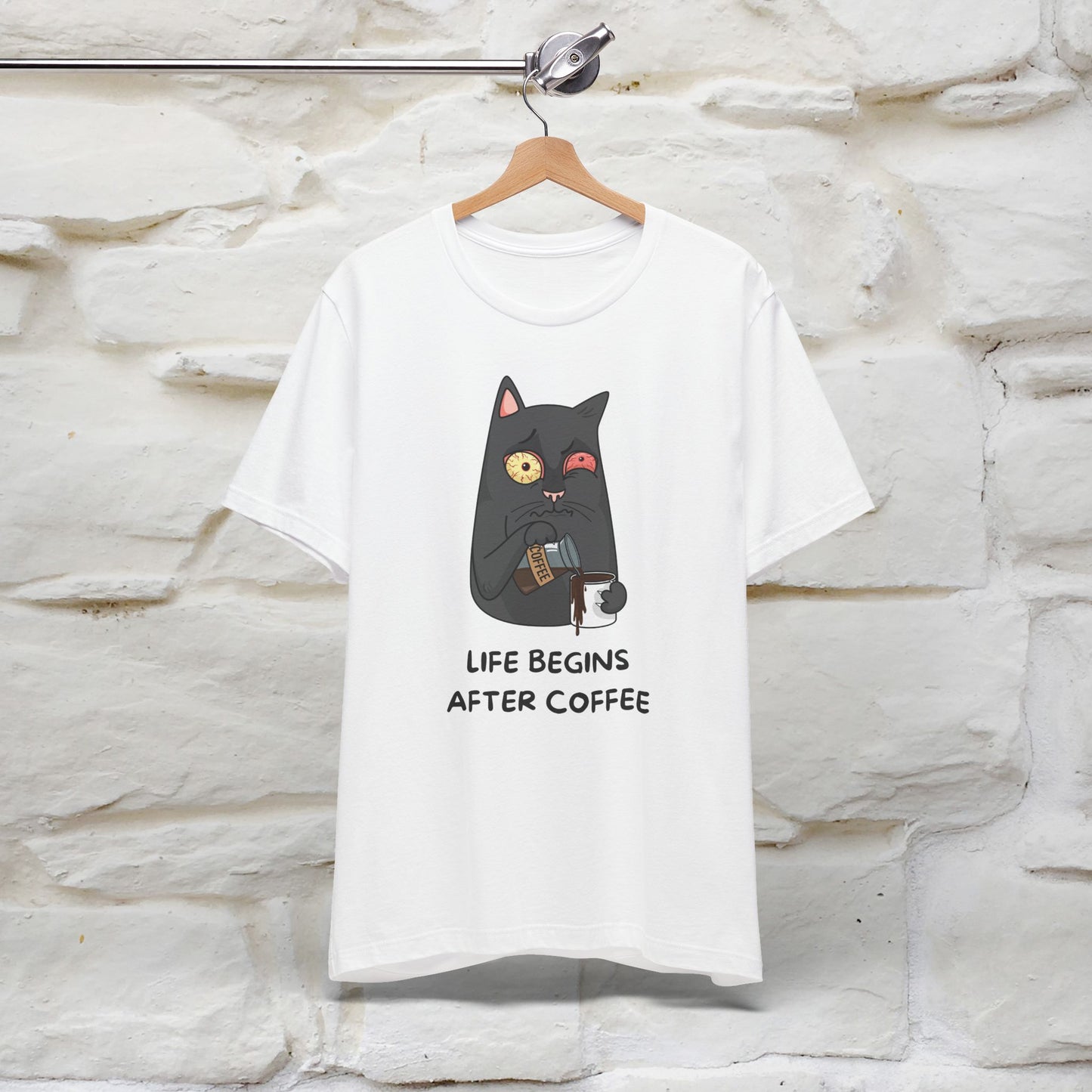 ''Life Begings After Coffe''  Cat T-shirt for Men and Women  100% Cotton*