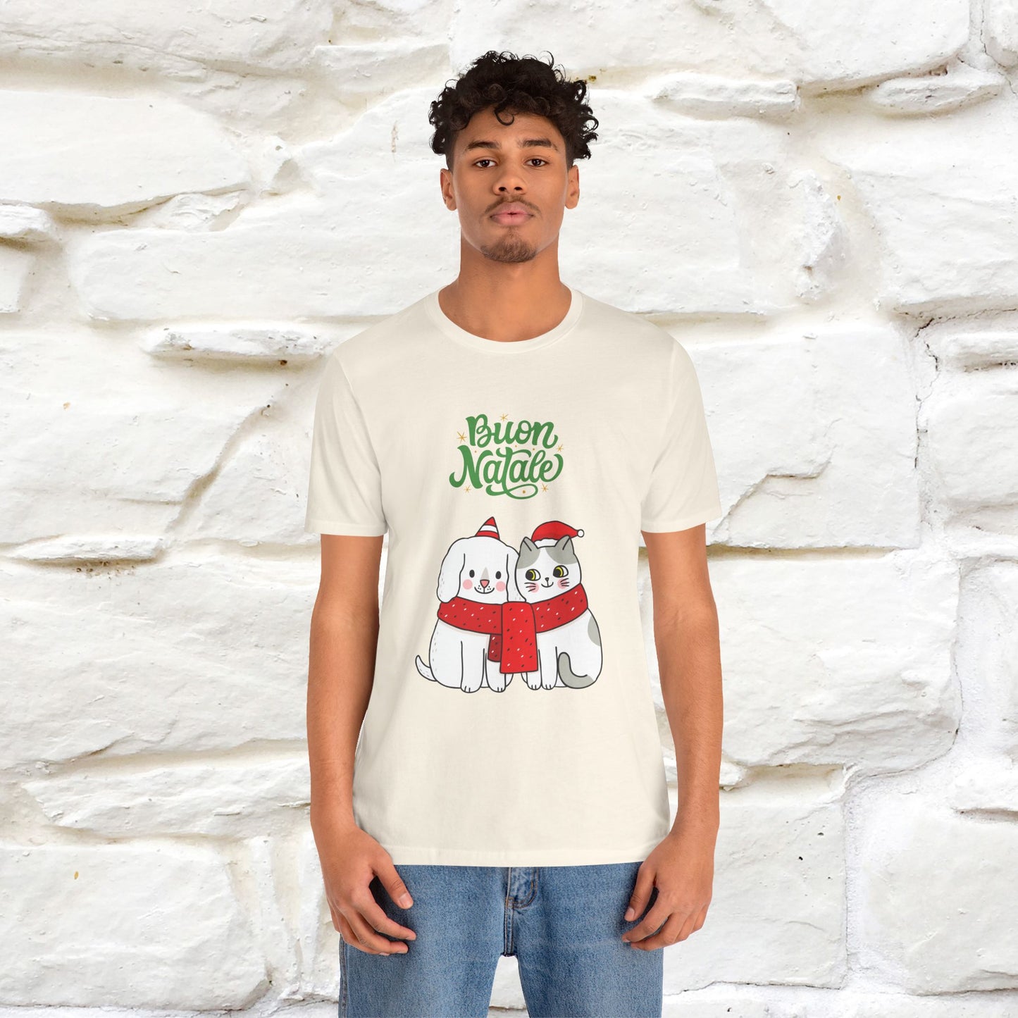 Buon Natale Cat and Dog T-shirt for Men & Women | 100% Cotton* 🐾 | Festive Holiday Shirt