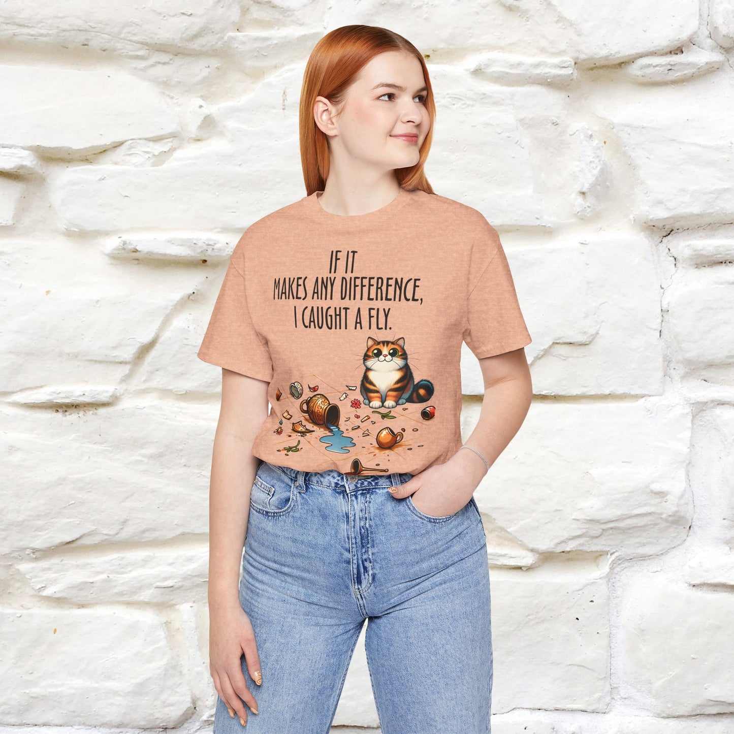 "If It Makes Any Difference, I Caught A Fly" Funny Cat T-Shirt for Men & Women | 100% Cotton 🐾