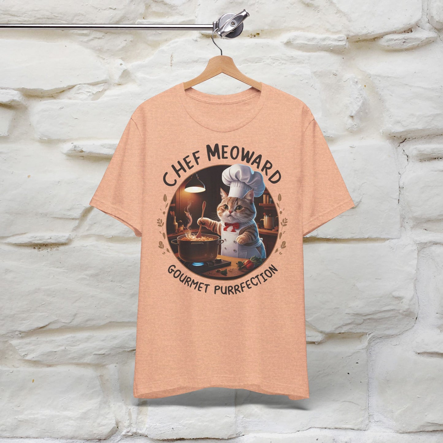 ''Chef Meoward Gourmet Purrfection'' Cat T-shirt for Man 100% Cotton. - Nunu&Miao Studio