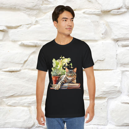 "Feline Bibliophile" T-Shirt for Men & Women | 100% Cotton*