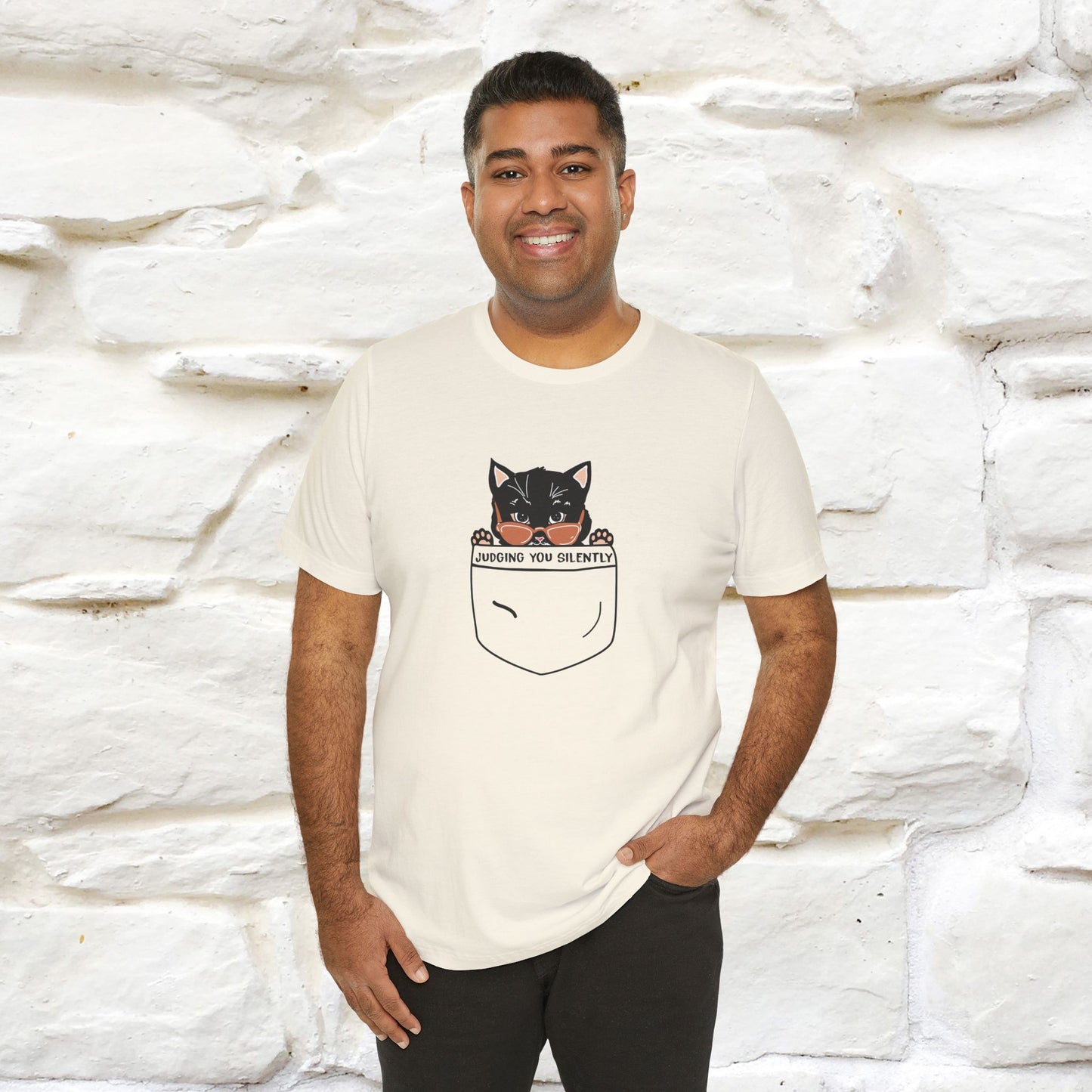 Judging You Silently Cat T-Shirt for Men | 100% Cotton* Funny & Sassy Tee