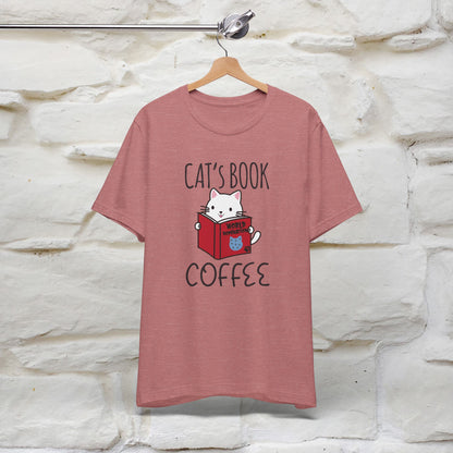 "Cat's Book Coffee" Cat T-Shirt for Men & Women | 100% Cotton* | Cozy Vibes for Book & Cat Lovers