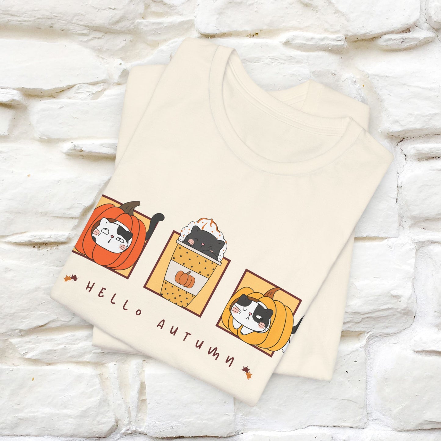 "Hello Autumn" Cat T-Shirt for Men & Women | 100% Cotton* | Seasonal Feline Fashion