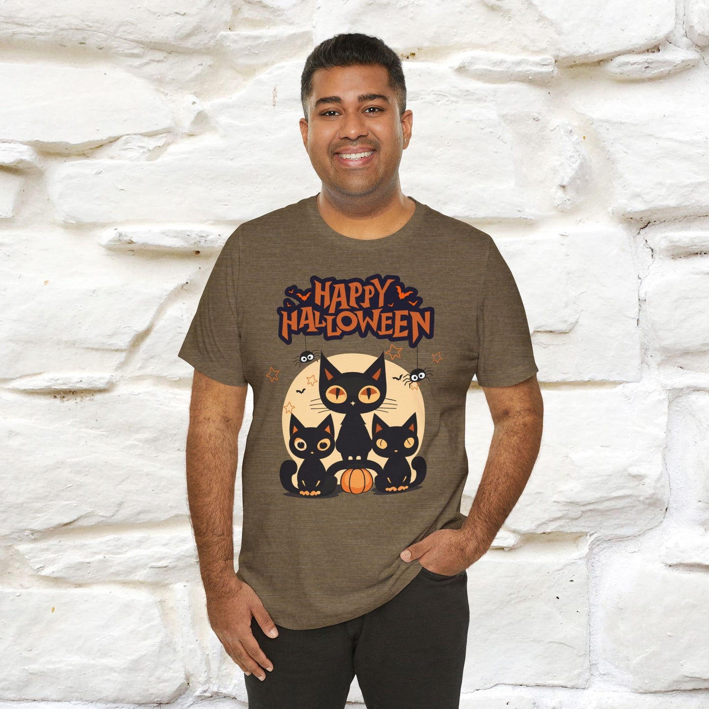 ''Black Cats Happy Halloween'' Unisex T-shirt 100% Cotton*