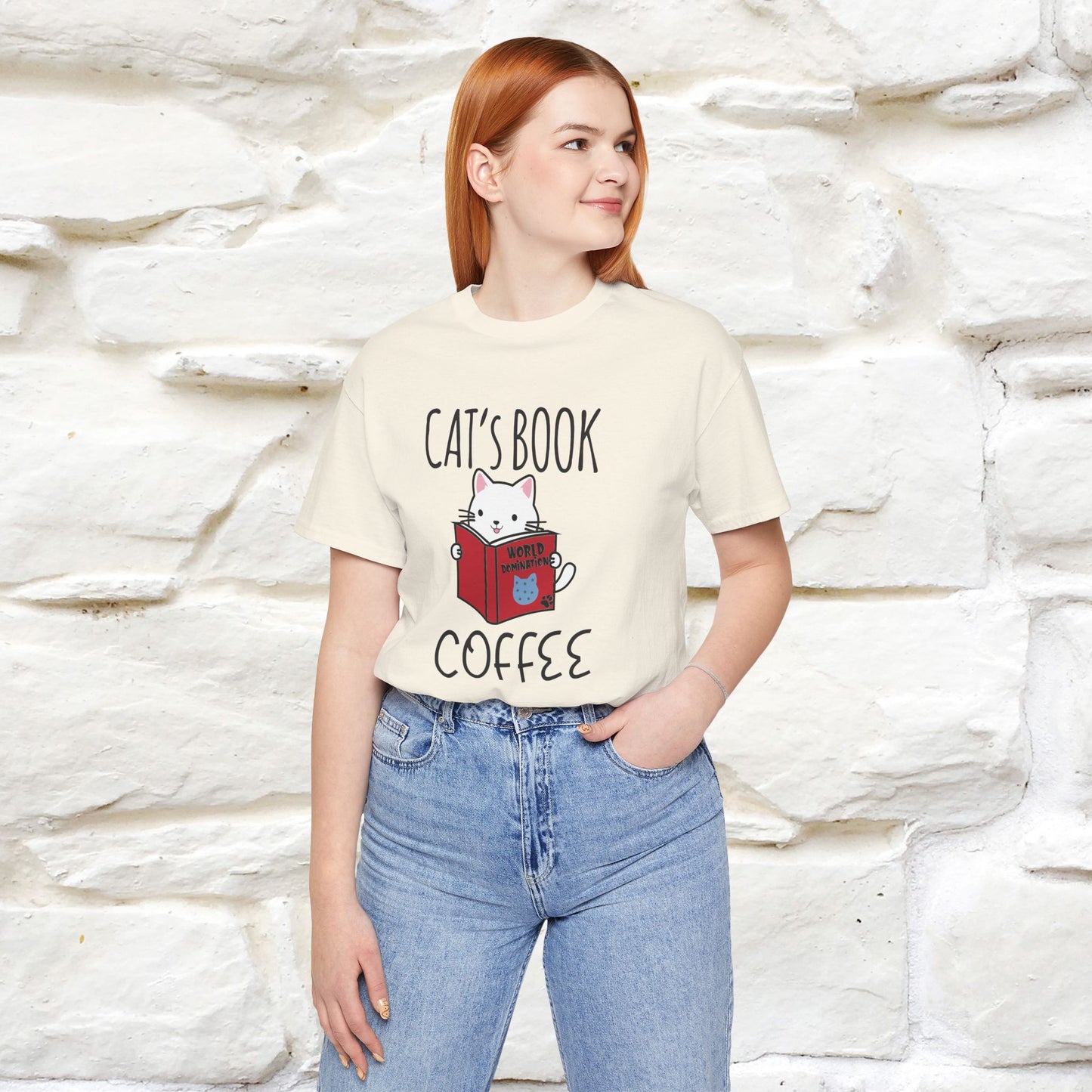 "Cat's Book Coffee" Cat T-Shirt for Men & Women | 100% Cotton* | Cozy Vibes for Book & Cat Lovers