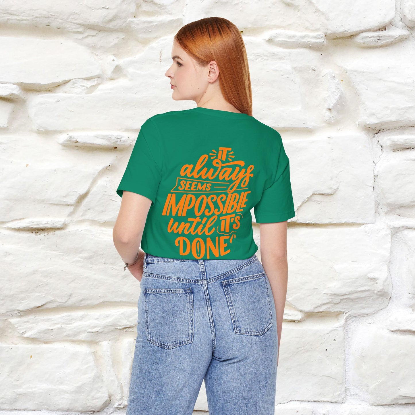 "It Always Seems Impossible Until It’s Done" Cat T-Shirt| Front & Back Design | Nunu&Miao Studio