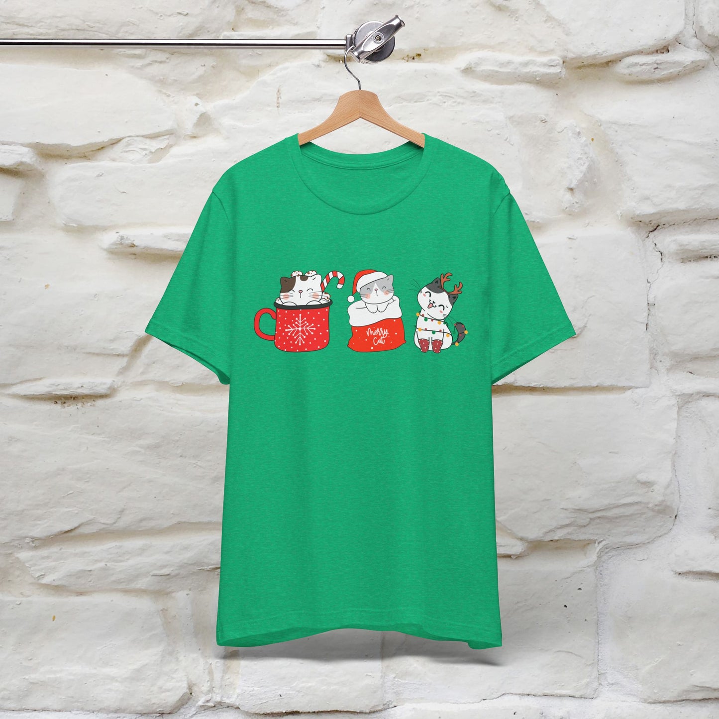 Sweet Cute Christmas Cat T-Shirt | Adorable Holiday Cat Shirt for Men & Women | 100% Cotton*