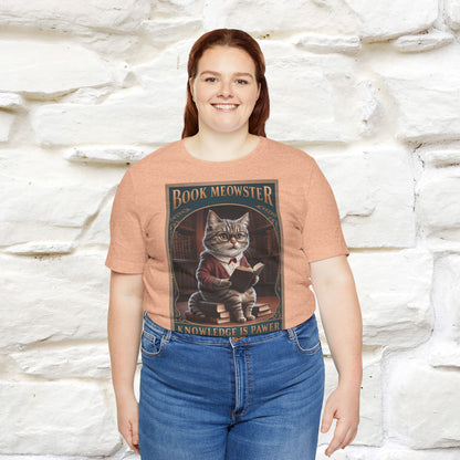 "Book Meowster: Knowledge Is Pawer Cat T-Shirt for Men & Women | 100% Cotton*