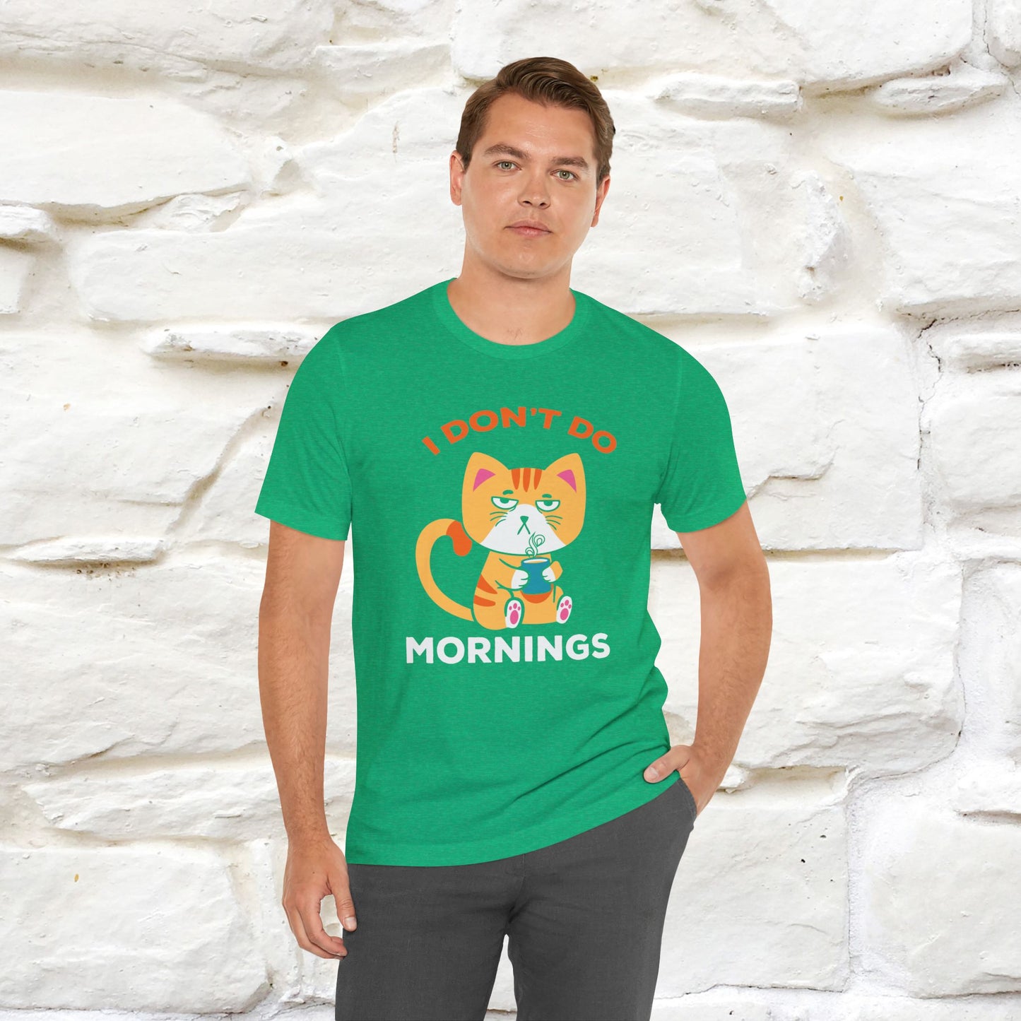 ''I Don't Do Mornings''  Cat T-shirt for Men and Women 100% Cotton*