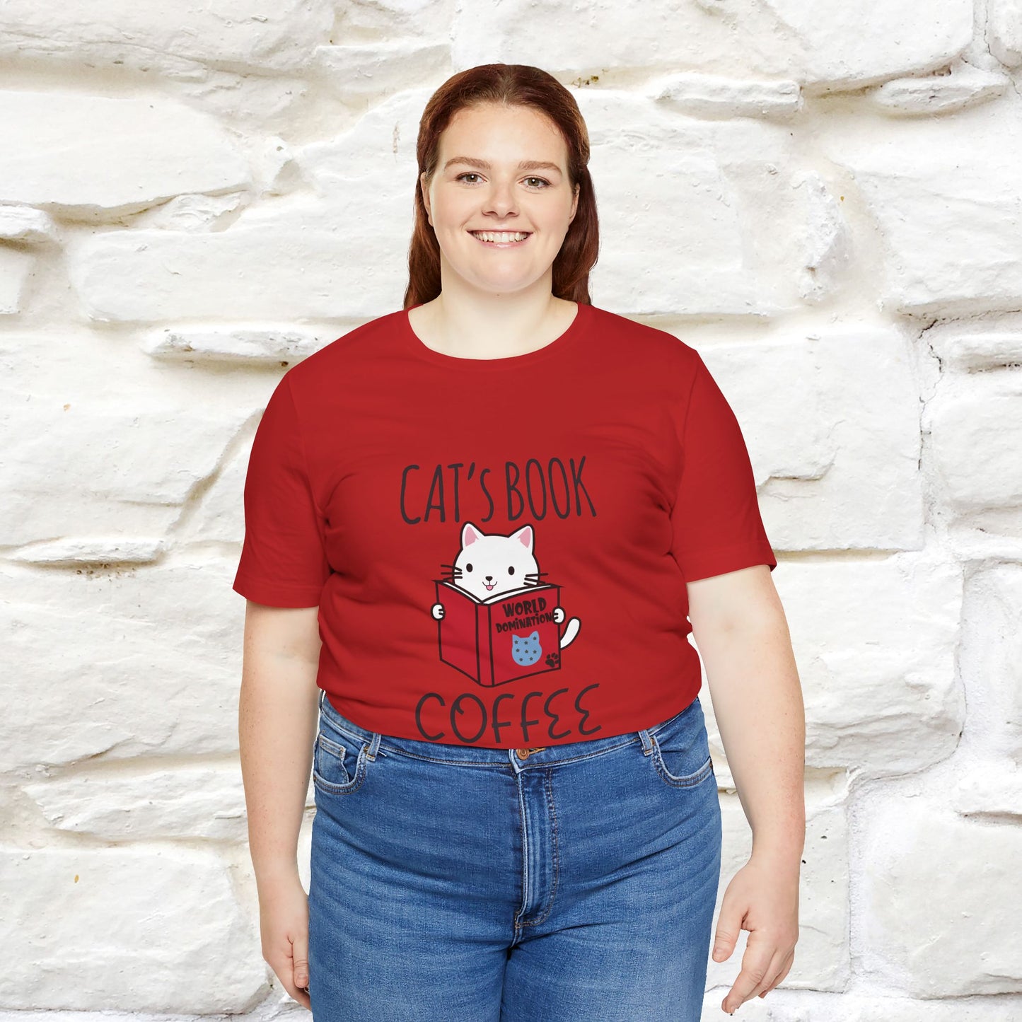 "Cat's Book Coffee" Cat T-Shirt for Men & Women | 100% Cotton* | Cozy Vibes for Book & Cat Lovers