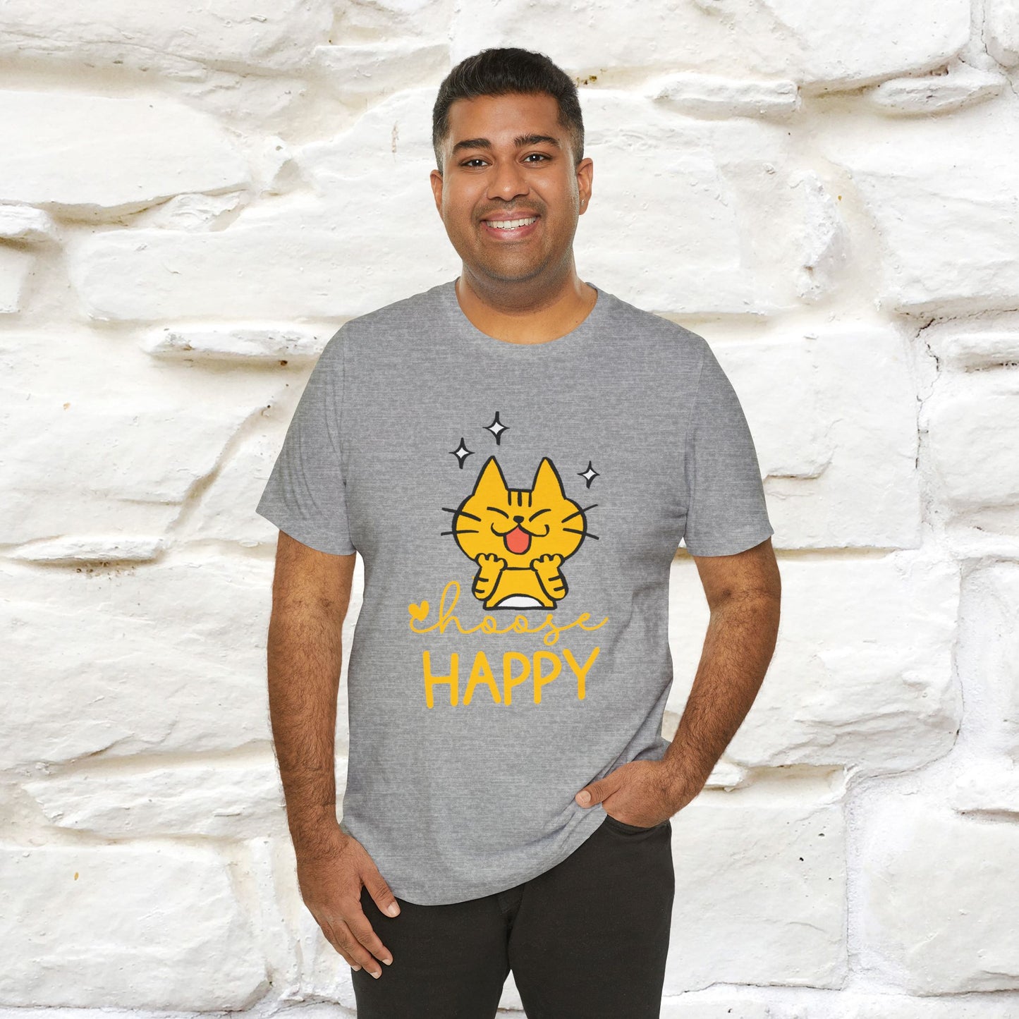 "Choose Happy" Cat T-Shirt for Men & Women | 100% Cotton* | Positive Tee 🐾