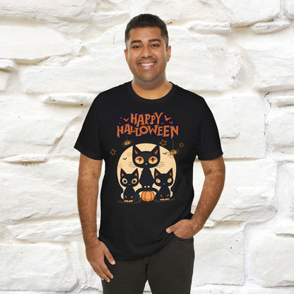 ''Black Cats Happy Halloween'' Unisex T-shirt 100% Cotton*